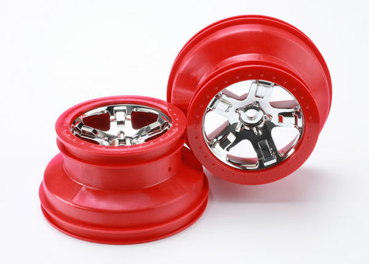 Traxxas SCT Chrome & Red Wheels (2) TRA5868