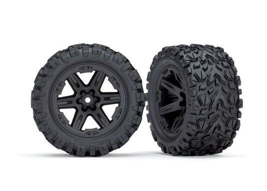 Traxxas Rxt 2.8" Black Wheels & Talon Ext Tires (2) TRA6774