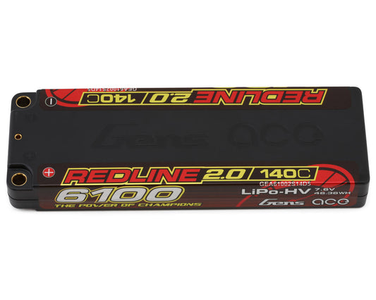 Gens Ace Redline 2.0 2S Lcg Lihv Battery 140C (7.6v/6100mah) W/5mm GEA61002S14D5