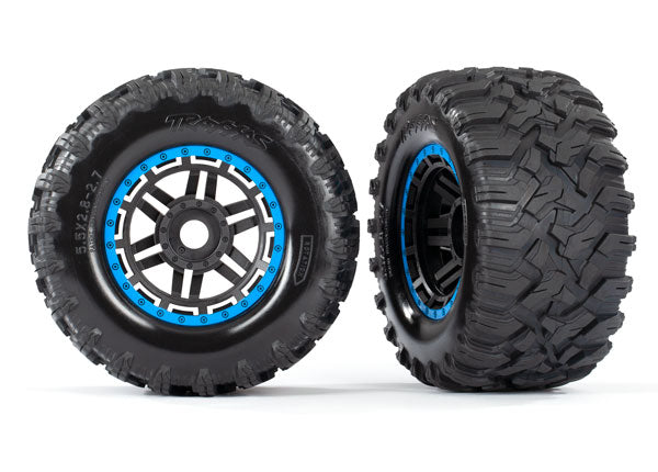 Traxxas Maxx 2.8" Black & Blue Wheels & Maxx MT Tires (2) TRA8972A