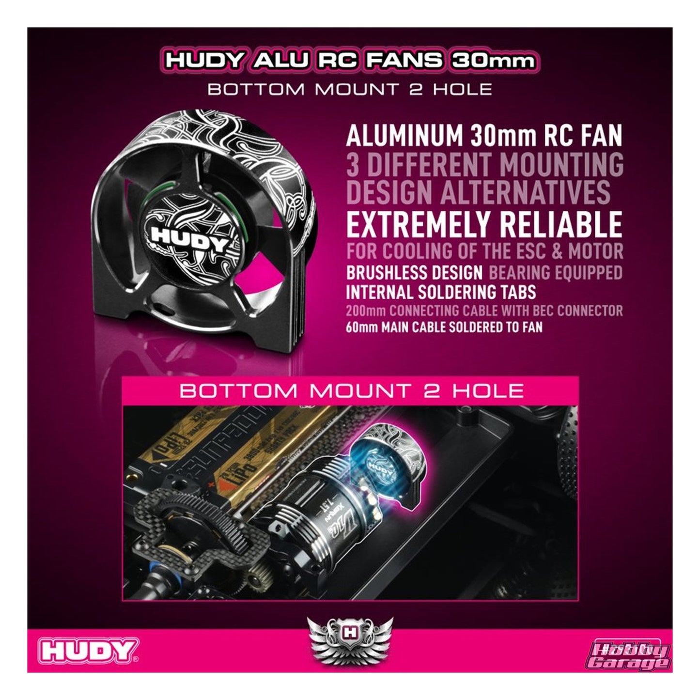 Hudy Alu RC Fan 30Mm - Bottom Mount 2 Hole HUD293100