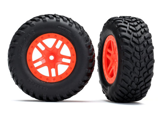 Traxxas Split-spoke Orange Wheels & Off-road Tires (2) TRA5892