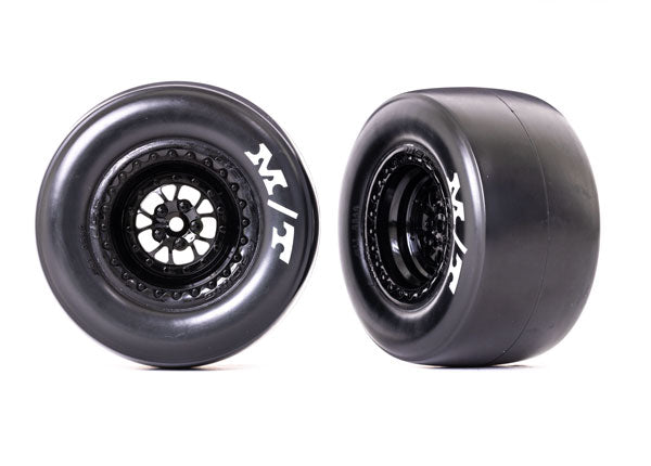 Traxxas Weld Gloss Black Rear Wheels & Sticky MT Tires (2) TRA9476