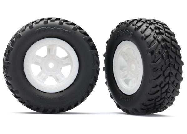 Traxxas White 5-spoke Wheels w/ SCT Tires (2) TRA7674X