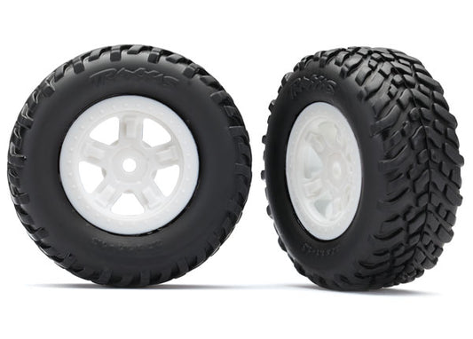 Traxxas White 5-spoke Wheels w/ SCT Tires (2) TRA7674X