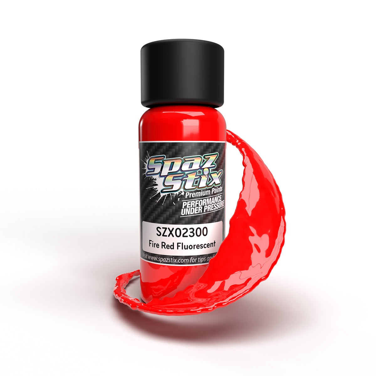 Spaz Stix Fire Red Fluorescent Airbrush Ready Paint, 2oz Bottle SZX02300