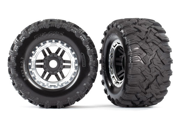 Traxxas Maxx 2.8" Black & Chrome Wheels & Maxx MT Tires (2) TRA8972X