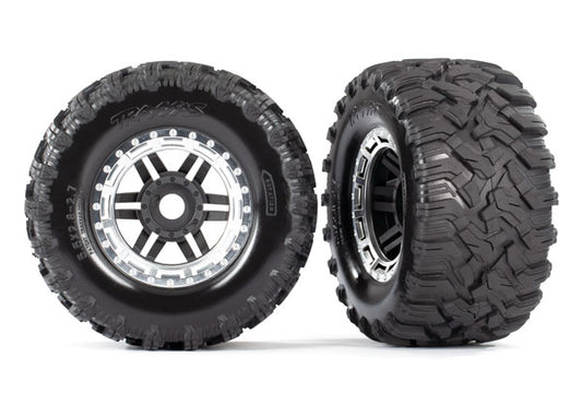 Traxxas Maxx 2.8" Black & Chrome Wheels & Maxx MT Tires (2) TRA8972X