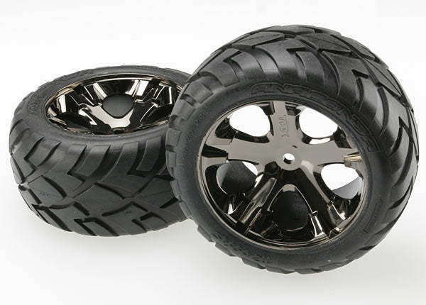 Traxxas All-star 2.8" Black Chrome Wheels & Anaconda Tires (2) TRA3773A