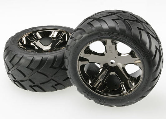 Traxxas All-star 2.8" Black Chrome Wheels & Anaconda Tires (2) TRA3773A