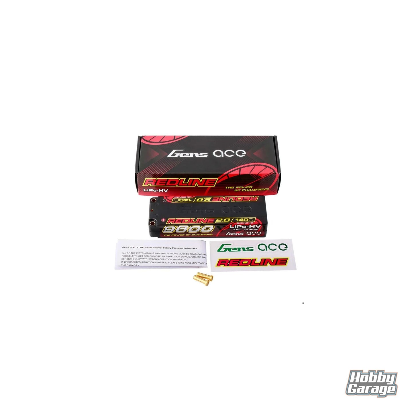 Gens Ace Redline 2.0 2S LIHV Battery 140C (7.6V/9600mah) w/5mm Bullets GEA96002S14D5