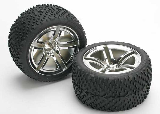 Traxxas Twin-spoke 2.8" Chrome Wheels & Victory Tires (2) TRA5573