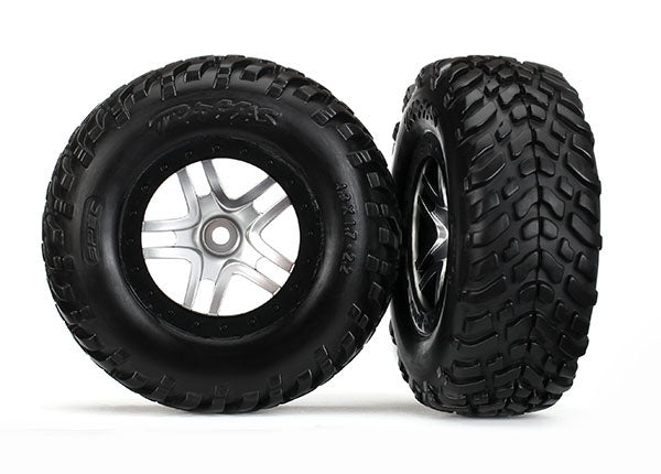 Traxxas Satin Chrome & Black Wheels w/ S1 SCT Tires (2) TRA6892R