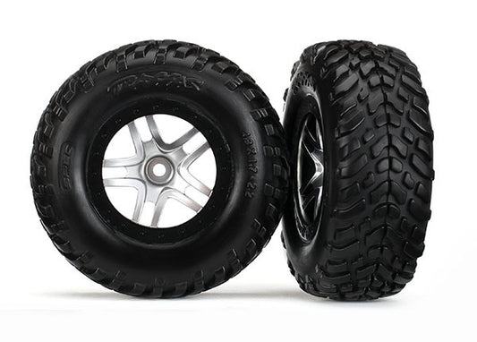 Traxxas Satin Chrome & Black Wheels w/ S1 SCT Tires (2) TRA6892R
