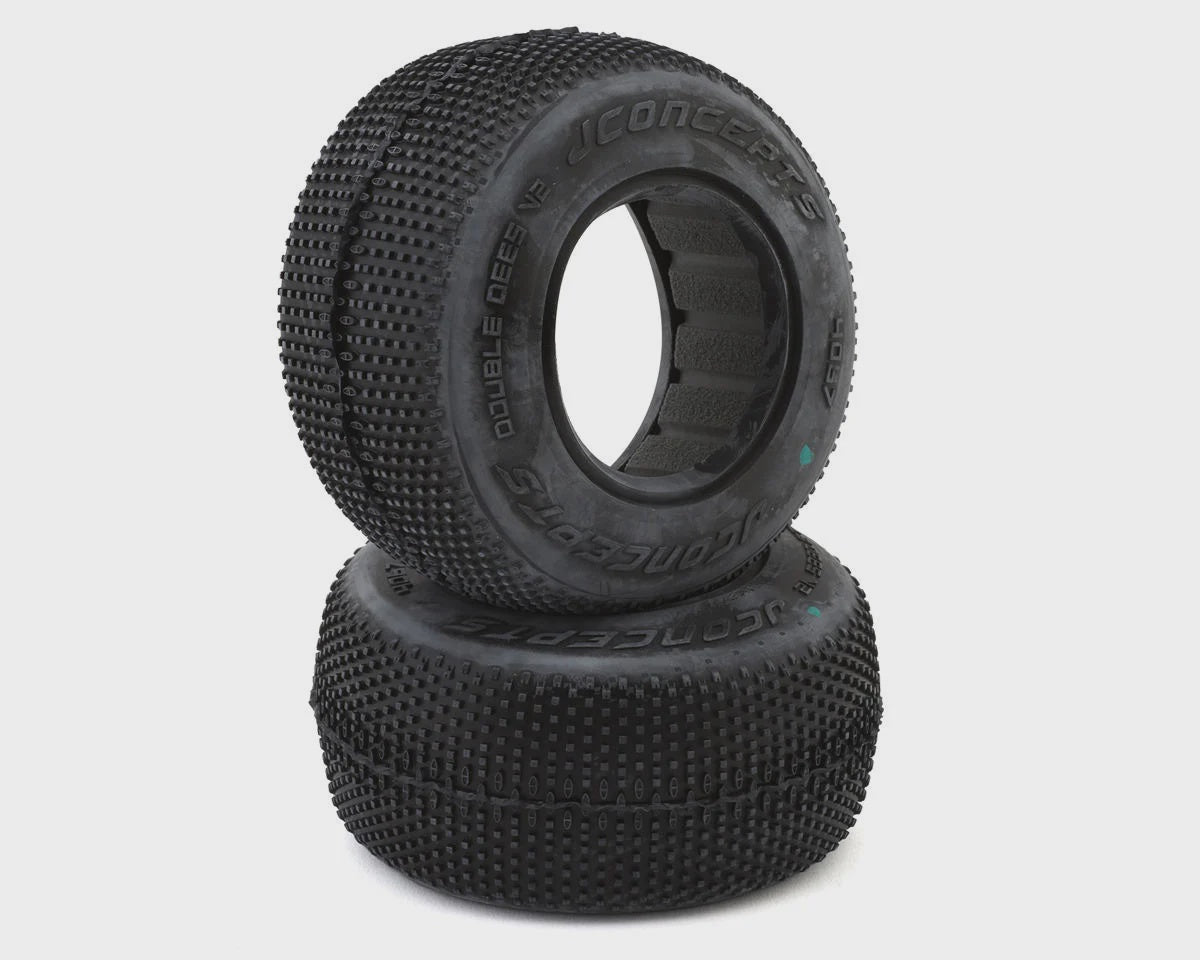 JConcepts Double Dee's V2 1/10 Short Course Truck Tires (2) (Green) JCO4067-02