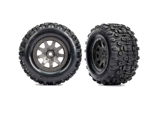 Traxxas Gray Rear Wheels w/ Sledgehammer Tires (2) TRA10770-GRAY