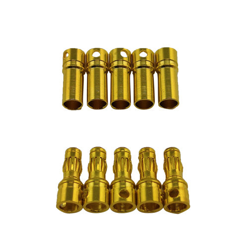 Racers Edge 3.5mm Gold Plated Banana Plugs, Male & Female (5 Pair) RCE1663