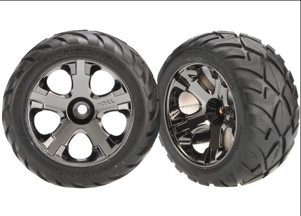 Traxxas All-star 2.8" Black Chrome Wheels & Anaconda Tires (2) TRA3777A