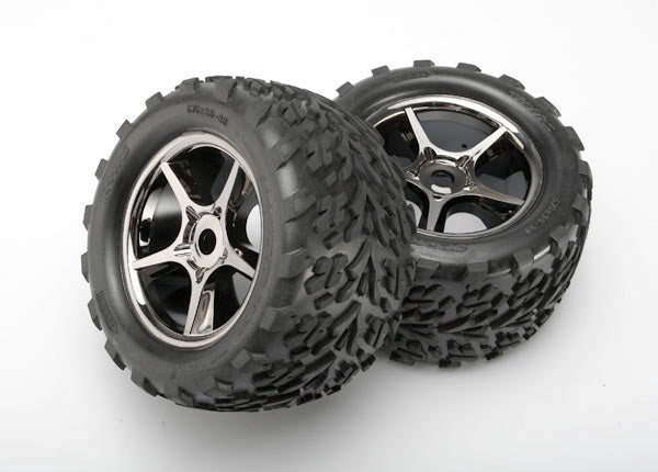 Traxxas Gemini 3.8" Black Chrome Wheels & Talon Tires (2) TRA5374X