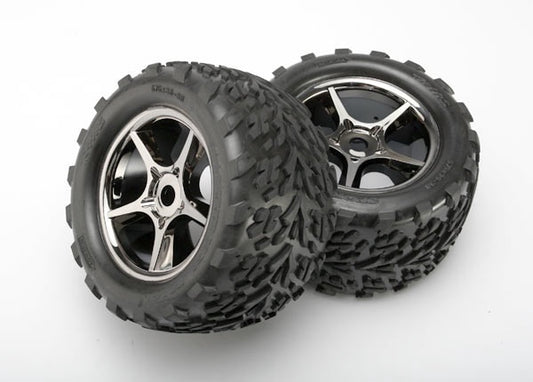 Traxxas Gemini 3.8" Black Chrome Wheels & Talon Tires (2) TRA5374X