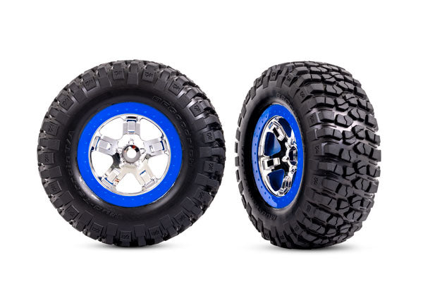 Traxxas SCT Chrome & Blue Wheels & Bfgoodrich Tires (2) TRA5869A