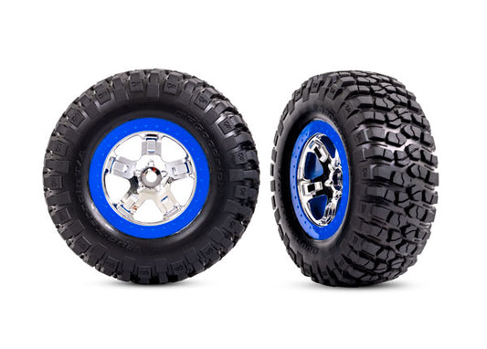 Traxxas SCT Chrome & Blue Wheels & Bfgoodrich Tires (2) TRA5869A