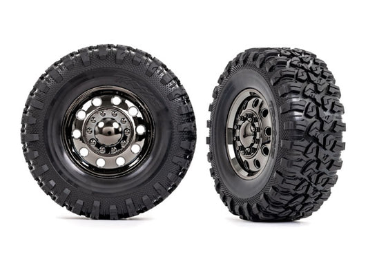 Traxxas 2.2" Black Chrome Front Wheels & Canyon Rt Tires (2) TRA8854