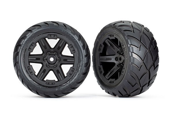 Traxxas Rxt 2.8" Black Wheels & Anaconda Tires (2) TRA6768