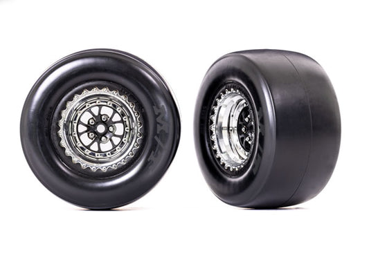 Traxxas Weld Black Rear Wheels & Smoke MT Tires (2) TRA9477R