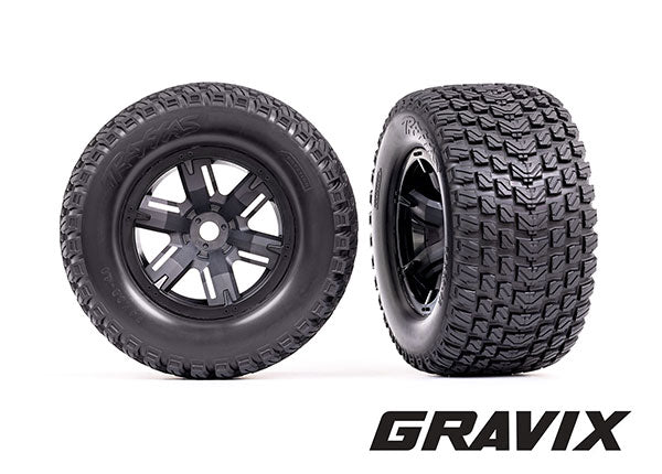 Traxxas X-maxx Black Wheels w/ Gravix Race Tires (2) TRA7877