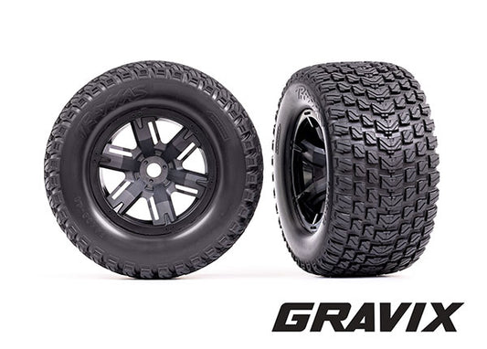 Traxxas X-maxx Black Wheels w/ Gravix Race Tires (2) TRA7877