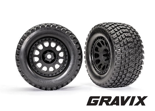 Traxxas Xrt Black Wheels w/ Gravix Race Tires (2) TRA7872