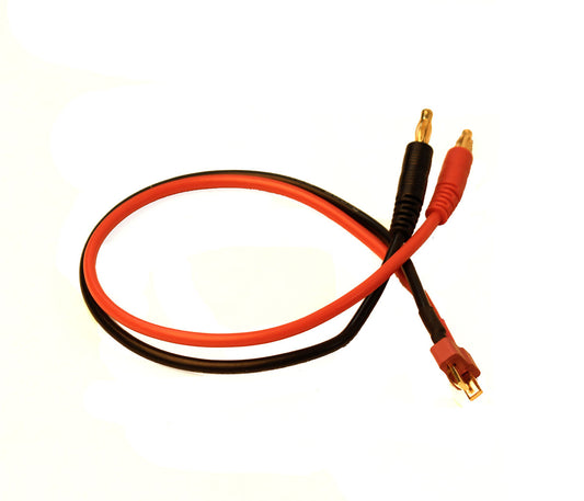 Racers Edge Charge Adapter: Male T-plug to Male 4mm Bullets, 300mm Wire RCE1620