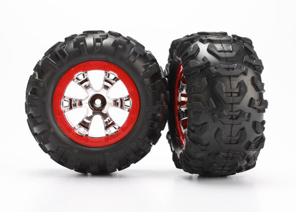 Traxxas Geode 2.2" Red Wheels w/ Canyon At Tires (2) TRA7272