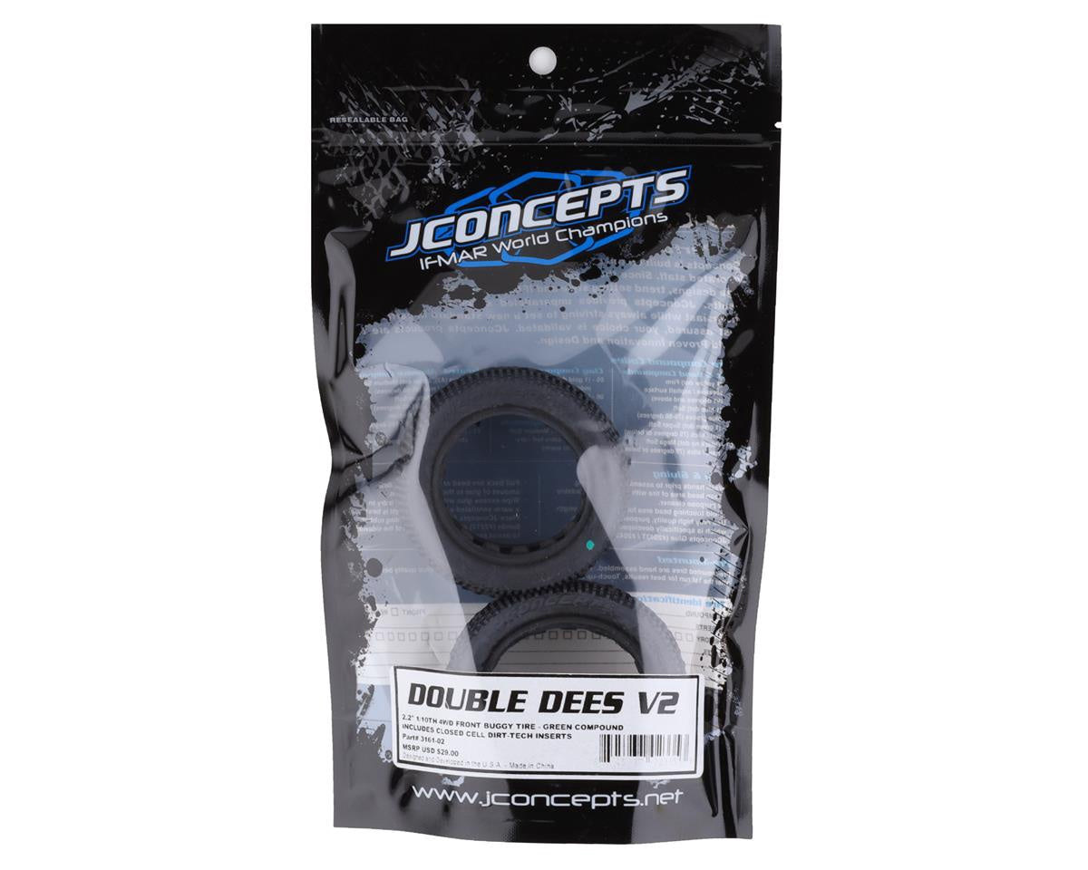 JConcepts Double Dee's V2 2.2" 4WD 1/10 Front Buggy Tires (2) (Green) JCO3161-02