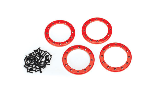 Traxxas 2.2" Red Aluminum Beadlock Rings w/ Screws (4) TRA8168R