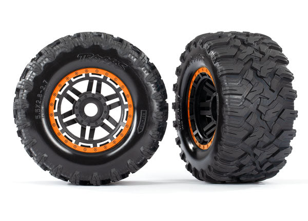 Traxxas Maxx 2.8" Black & Orange Wheels & Maxx MT Tires (2) TRA8972T