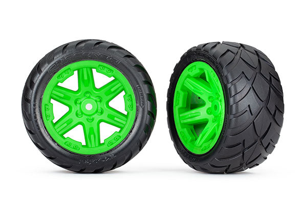 Traxxas Rxt 2.8" Green Wheels & Anaconda Tires (2) TRA6768G