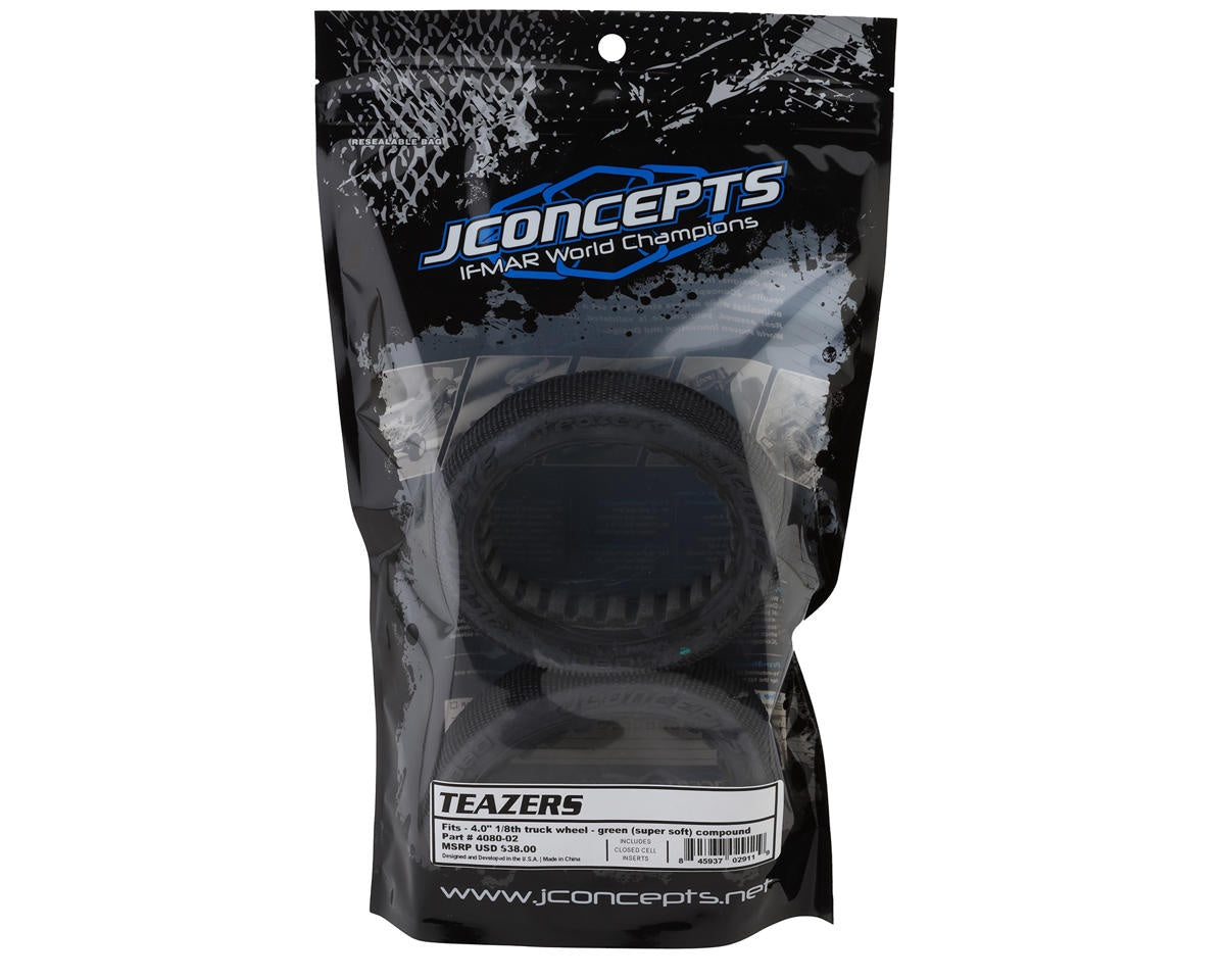 JConcepts Teazers 4.0" 1/8 Off-road Truggy Tires (2) (Green) JCO4080-02