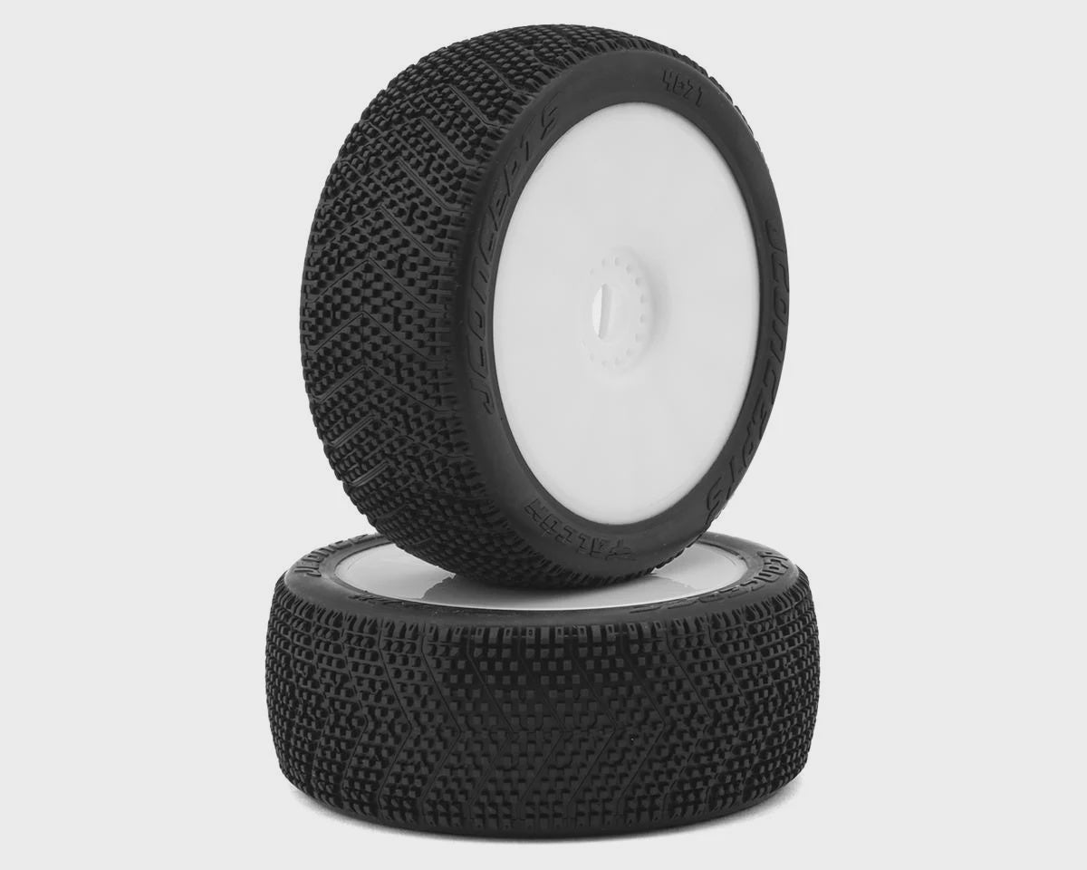 JConcepts Falcon Pre-mounted 1/8th Buggy Tires (2) (White) (Green) JCO4071-12