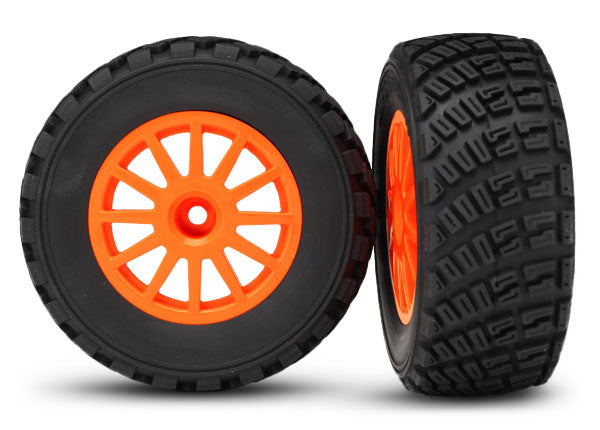 Traxxas Orange 12-spoke Rally Wheels w/ Rally Tires (2) TRA7473A