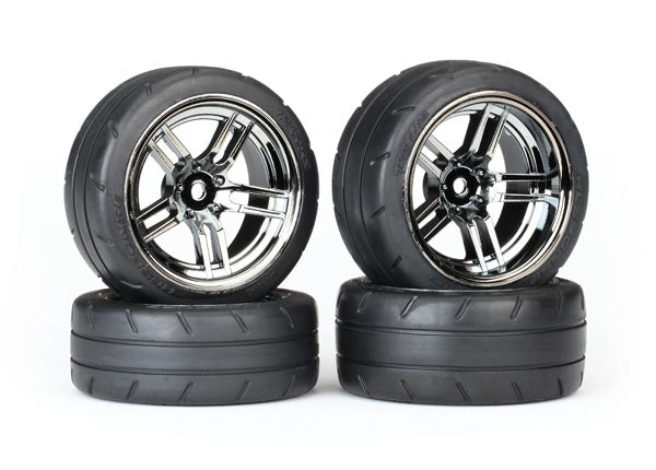 Traxxas 1.9" Black Chrome Wheels & Response Tires (4) TRA8375