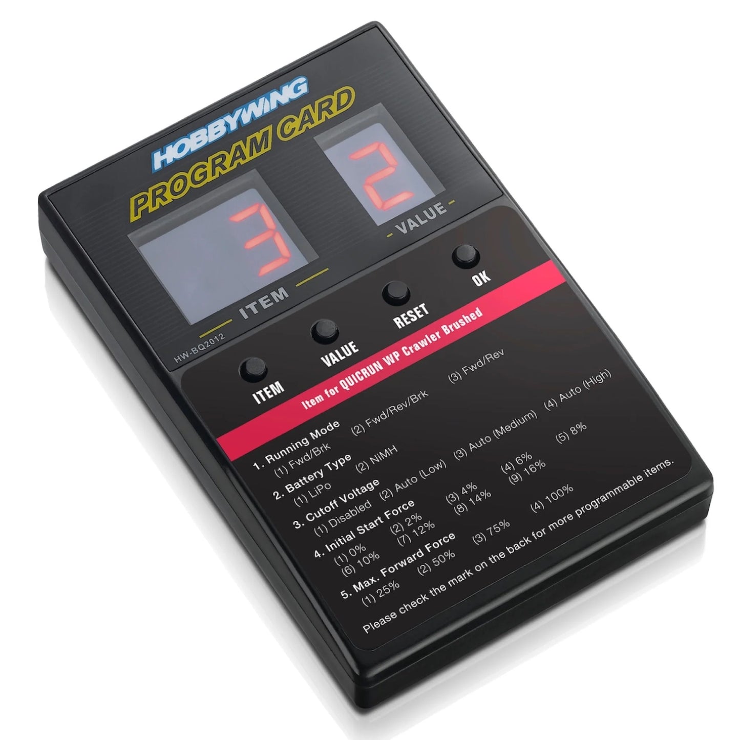 Hobbywing LED Program Card - General Use for Cars, Boats, & Air Use HWI30501003
