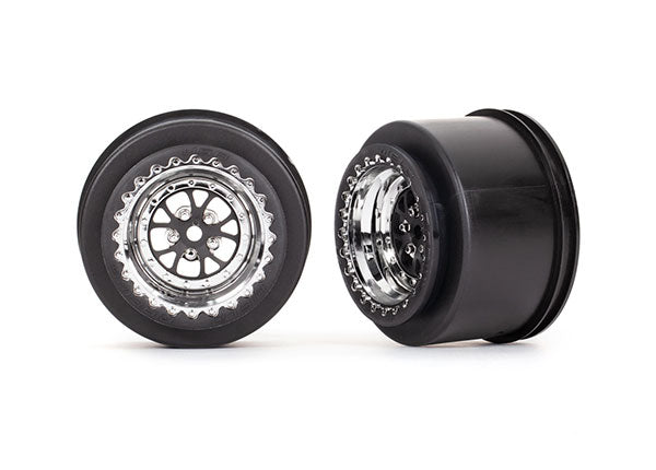 Traxxas Weld Chrome & Black Rear Wheels (2) TRA9473R