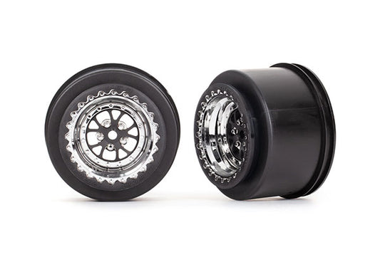 Traxxas Weld Chrome & Black Rear Wheels (2) TRA9473R