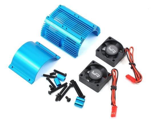 Yeah Racing 1/8 Twin Fan Aluminum Heat Sink W/2 Fans (Blue) YEA-YA-0261BU