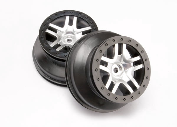 Traxxas SCT Satin Chrome & Black Split-spoke Wheels (2) TRA6872