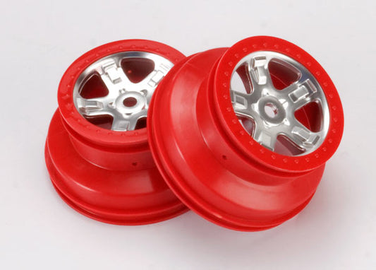 Traxxas SCT Satin Chrome & Red Wheels (2) TRA5972A