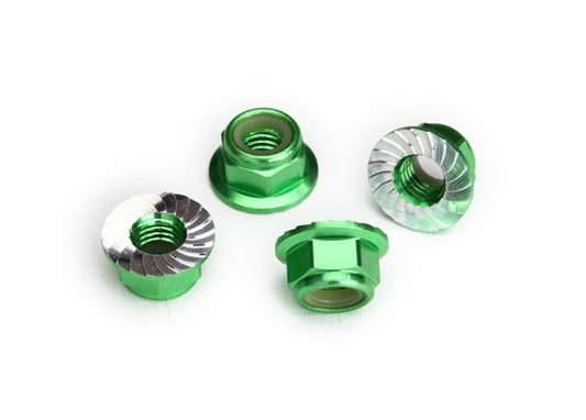 Traxxas 5mm Green Aluminum Serrated Lock Nuts (4) TRA8447G
