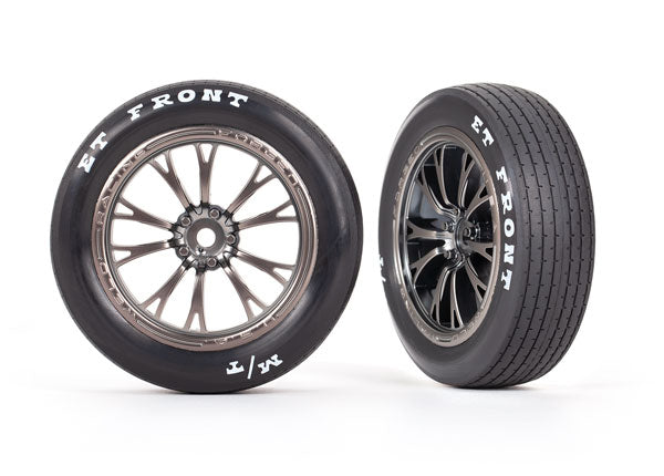 Traxxas Weld Satin Black Chrome Front Wheels & MT Tires (2) TRA9474A